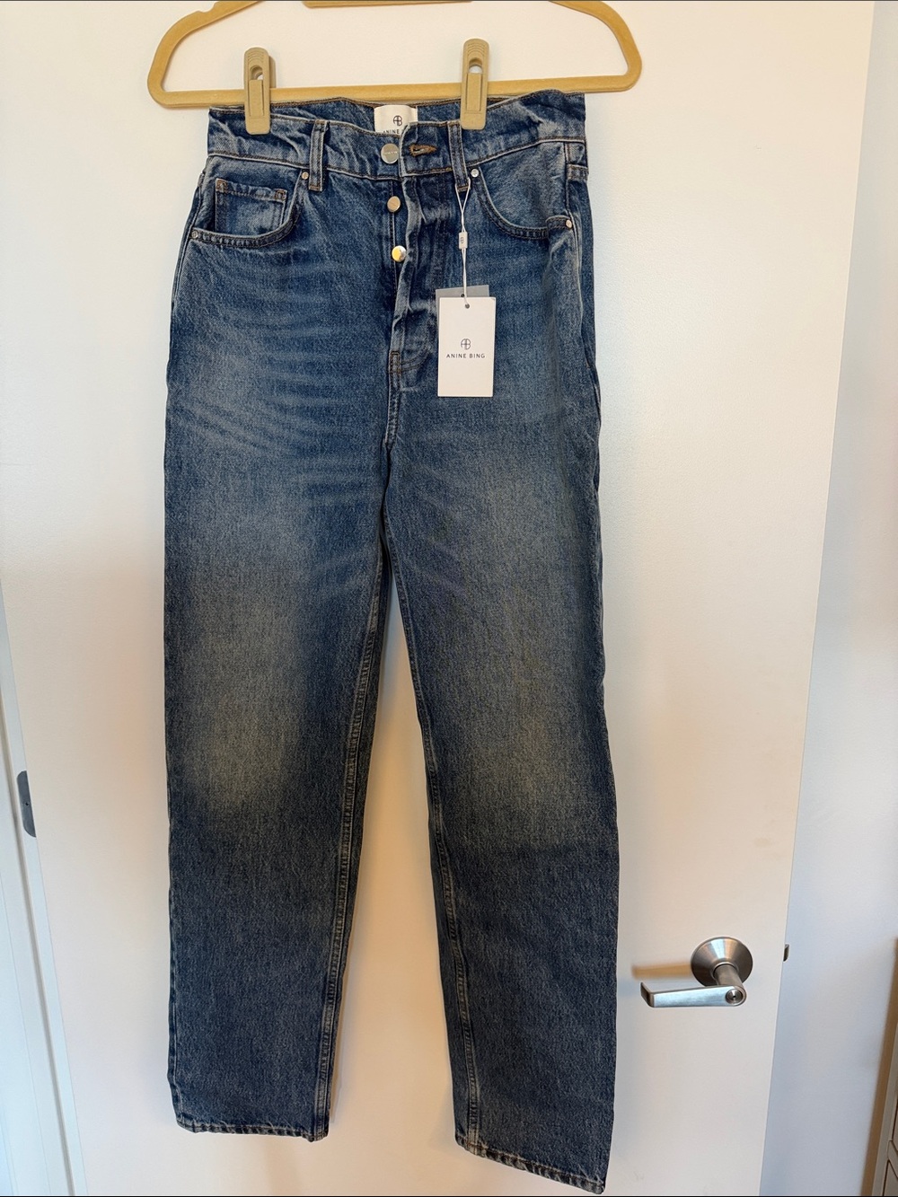 Anine Bing Men's Straight Jeans - Blue Wash